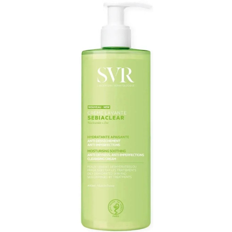 SVR Sebiaclear Nawilżający krem do mycia dla skóry trądzikowej, 400 ml - Krem do mycia o działaniu kojącym i nawilżającym dla skóry trądzikowej