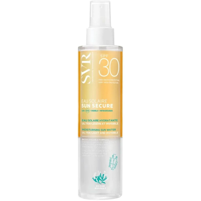 SVR Sun Secure Eau Solaire Spray przeciwsłoneczny SPF 30, 200 ml - Skuteczna i szeroka ochrona przed promieniowaniem UVA i UVB