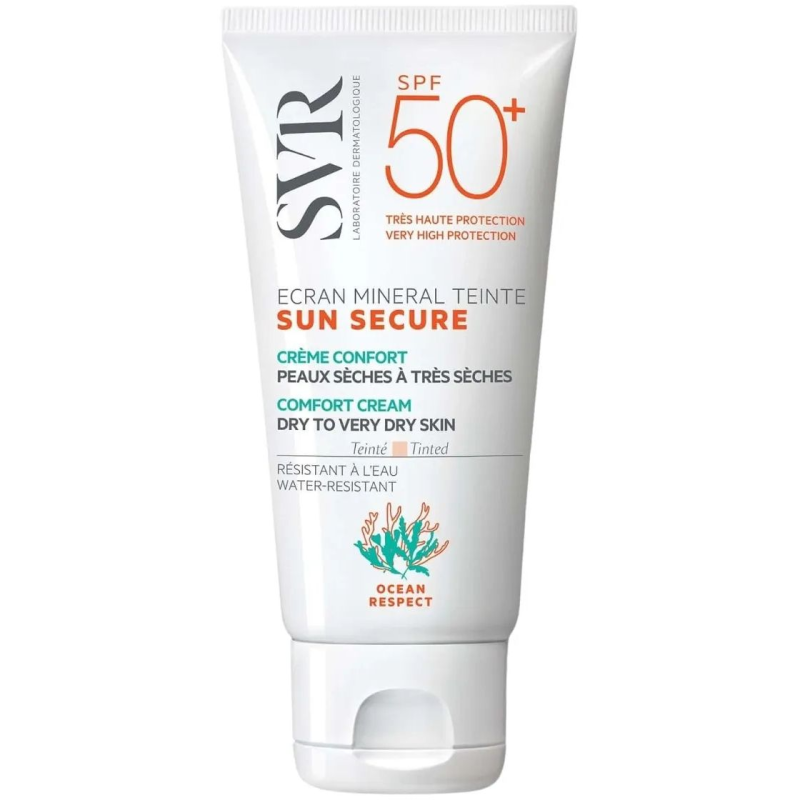 SVR Sun Secure Ecran Mineralny krem barwiący do skóry suchej SPF50, 60 g - Łatwy w aplikacji, szybko się wchłania, nie pozostawiając tłustego filmu