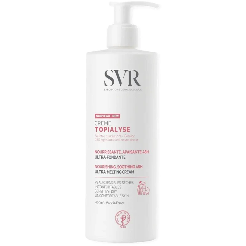 SVR Topialyse Creme Odżywczy krem do pielęgnacji skóry wrażliwej i suchej, 400 ml - Odżywczo-kojący zabieg odpowiedni dla całej rodziny