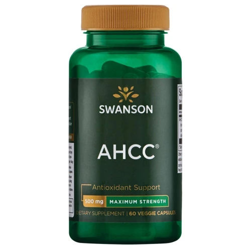 Swanson AHCC, 60 kapsułek - Ekstrakt z grzybni grzybów, wosku carnauba, celulozy mikrokrystalicznej, dekstryny, cyklodekstryny