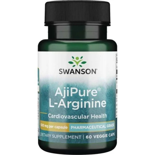 Swanson AjiPure L-Arginina 500 mg, 60 kapsułek - Suplement diety z L-argininą
