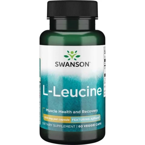 Swanson L-Leucyna 500 mg, 60 kapsułek - Odgrywa  ważną rolę w budowaniu masy mięśniowej