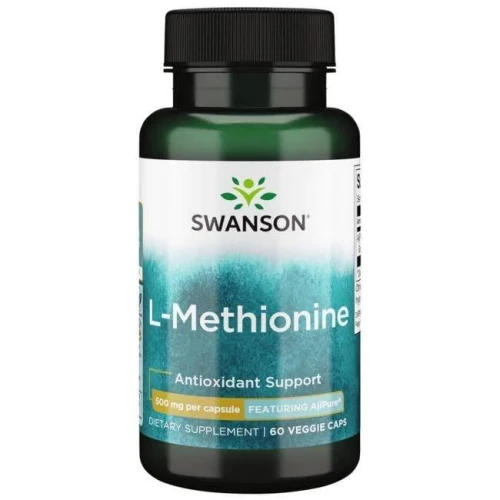 Swanson AjiPure L-Metionina 500 mg, 60 kapsułek - 500 mg L-metioniny w jednej kapsułce