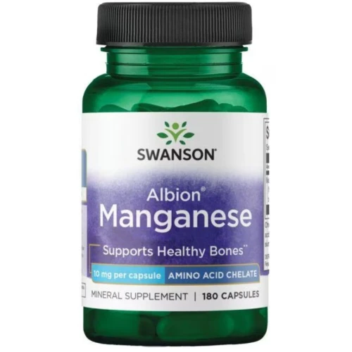 Swanson Albion Manganese, Chelat Manganu 10 mg, 180 kapsułek - Wspiera zdrowie kości