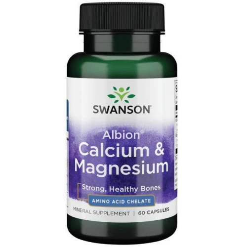 Swanson Albion Calcium & Magnesium, 60 kapsułek - Wapń i magnez w formie chelatu