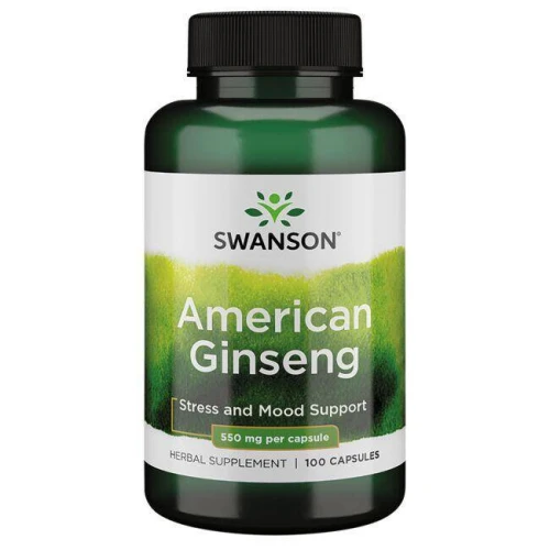 Swanson American Ginseng 550 mg, 100 kapsułek - Żeń-szeń dla lepszej koncentracji i wydolności organizmu