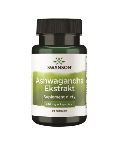 Swanson Ashwagandha Ekstrakt 450 mg, 60 kapsułek - Ze składnikami zwiększającymi witalność i równowagę psychiczną