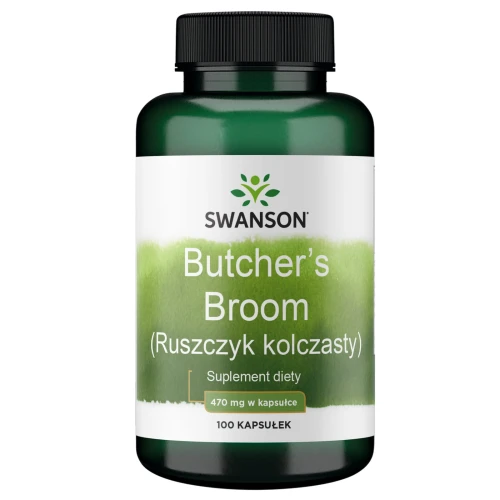 Swanson Butcher's Broom Ruszczyk kolczasty 470 mg, 100 kapsułek - Wpływa korzystnie na krążenie żylne