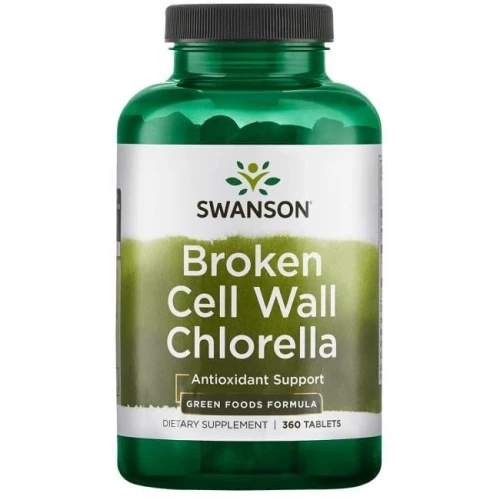 Swanson Chlorella, 360 tabletek - Rozerwane ściany komórek