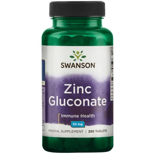 Swanson Cynk glukonian 30 mg, 250 tabletek - Tabletki z wysoką dawką cynku