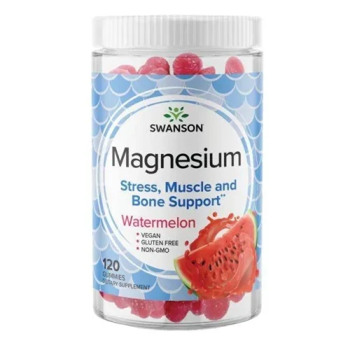 Swanson Cytrynian magnezu w żelkach smak arbuzowy, 120 sztuk - Magnez dla dzieci i dorosłych