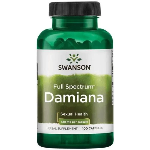 Swanson Damiana 510 mg, 100 kapsułek - Suplement diety ze składnikami dla witalności i relaksu