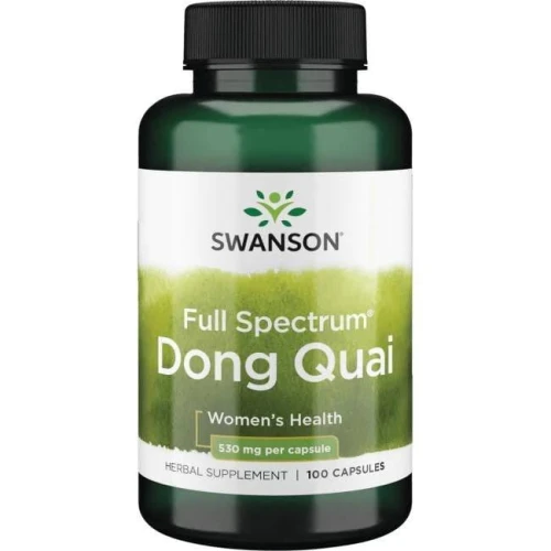 Swanson Full Spectrum Dong Quai 530 mg, 100 kapsułek - Zapewnia odżywcze wsparcie w menstruacji i  wspomaga pojawienie się owulacji
