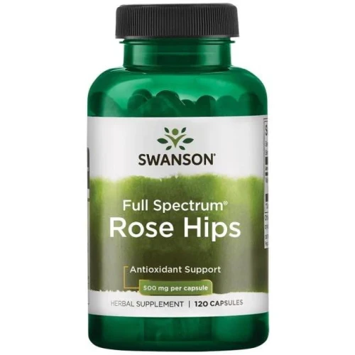 Swanson Full Spectrum Rose Hips, Dzika Róża 500 mg, 120 kapsułek - Bogate źródło witaminy C