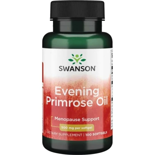 Swanson Evening Primrose Oil, Olej z wiesiołka 500 mg, 100 kapsułek - Wsparcie w okresie menopauzy