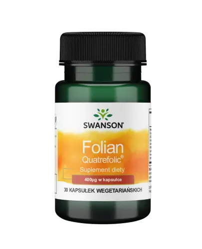 Swanson Folian Quatrefolic 400 μg, 30 kapsułek - Z kwasem foliowym dla osób dorosłych