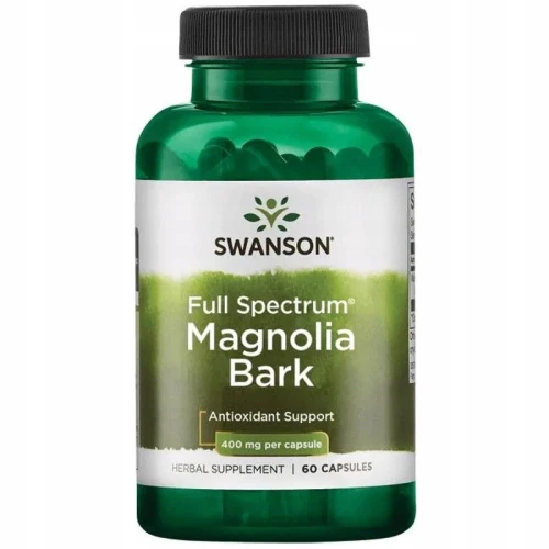 Swanson Full Spectrum Magnolia Bark 400 mg, 60 kapsułek - 400 mg kory magnolii w każdej kapsułce
