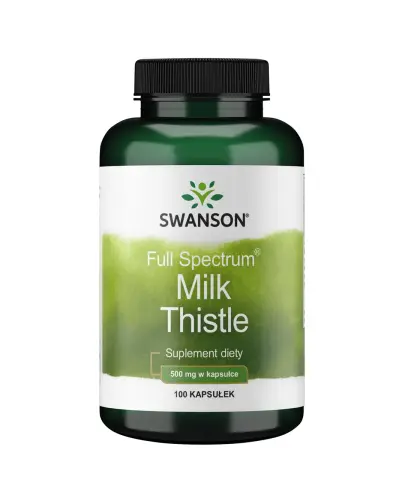 Swanson Full Spectrum Milk Thistle 500 mg, 100 kapsułek - Ze sproszkowanymi nasionami ostropestu plamistego