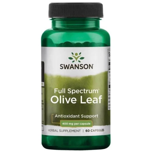 Swanson Full Spectrum Olive Leaf 400 mg, 60 kapsułek - Liść oliwny o szerokim spektrum działania