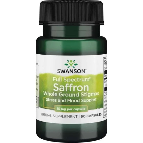 Swanson Full Spectrum Szafran 15 mg, 60 kapsułek - Jedna kapsułka dostarcza 15 mg szafranu