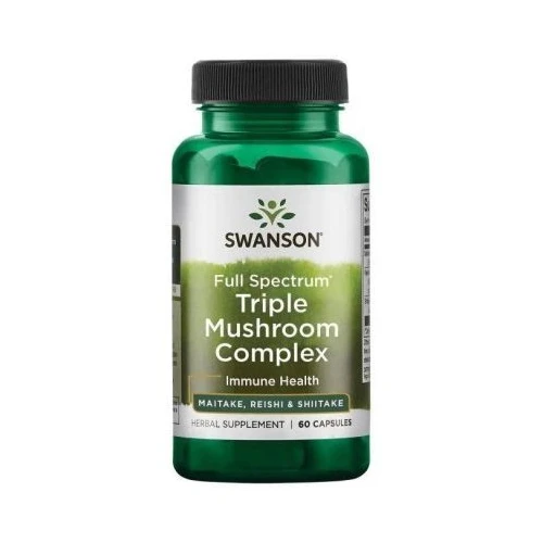 Swanson Full Spectrum Triple Mushroom Complex, 60 kapsułek - Komples trzech grzybków: Mitake, Reishi, Shiitake dla odporności i energii