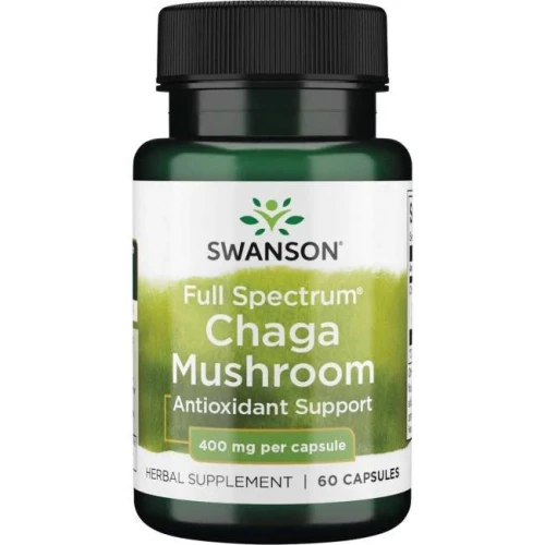 Swanson Full Spectrum Chaga Mushroom, 60 kapsułek - Z grzybkiem Chaga, który wzmacnia układ immunologiczny i pomaga w zwalczaniu infekcji