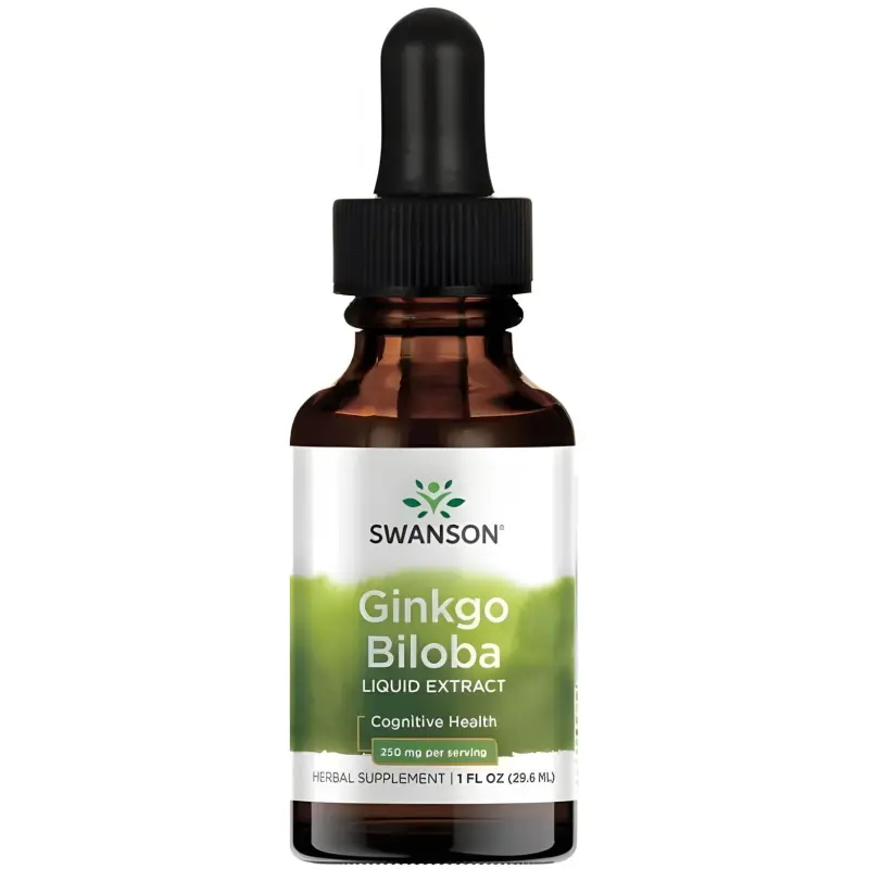 Swanson Ginkgo Biloba Liquid Extract, płyn 29,6 ml - Z ekstraktem z liści miłorzębu japońskiego
