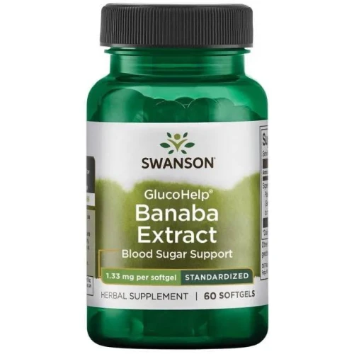 Swanson GlucoHelp, 60 kapsułek - Z ekstraktem z liści banaba, który wspomaga regulowanie poziomu cukru we krwi
