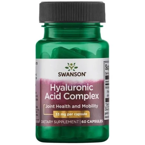 Swanson Hyaluronic Acid Complex, 60 kapsułek - Z kolagenem  typu II, który wspiera zdrowie i ruchomość stawów