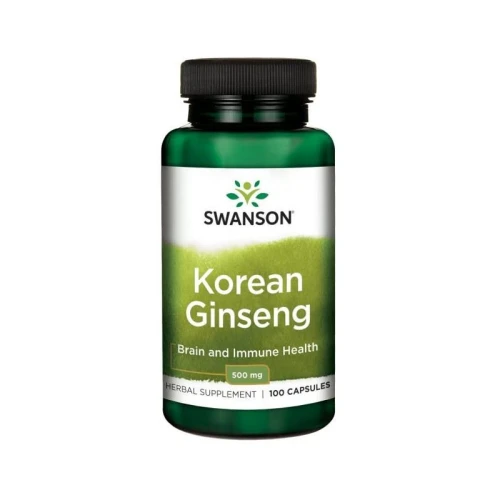 Swanson Korean Ginseng Żeń-Szeń 500 mg, 100 kapsułek - Korzeń żeń-szenia koreańskiego w kapsułkach