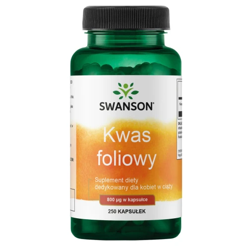 Swanson Kwas foliowy 800 μg, 250 kapsułek - Kwas folioway dedykowany dla kobiet w ciąży