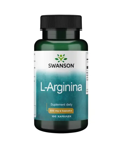 Swanson L-Arginina 500 mg, 100 kapsułek - Z aminokwasem, który wspiera budowę masy mięśniowej i funkcjonowanie serca