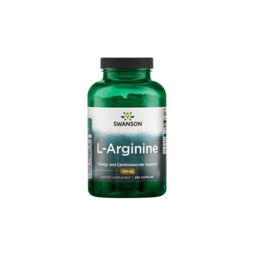 Swanson L-Arginina 500 mg, 200 kapsułek - Z aminokwasem, który korzystnie wpływa na funkcjonowanie serca i układu krążenia