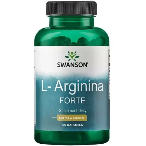 Swanson L-arginina forte 850 mg, 90 kapsułek - Z aminokwasem, który wspiera funkcję układu sercowo-naczyniowego i wydolność  fizyczną