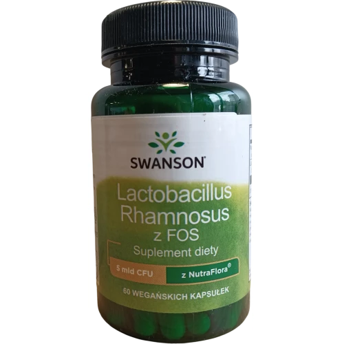 Swanson Lactobacillus Rhamnosus z FOS, 60 kapsułek - Zawiera bakteria probiotyczne wzbogacone o fruktooligosacharydy