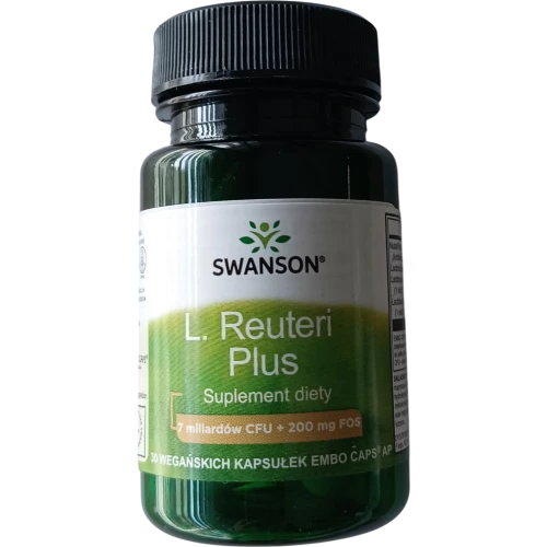 Swanson L.Reuteri Plus, 30 kapsułek - Zawiera szczepy bakteri probiotycznych wzogacone o fruktooligosacharydy 