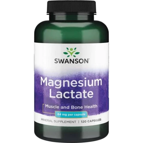 Swanson Mleczan magnezu 84 mg, 120 kapsułek - Suplementacja magnezu
