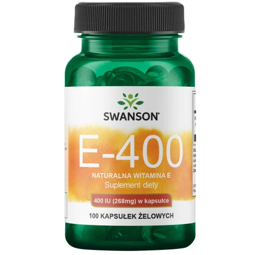Swanson Witamina E naturalna 400 IU, 100 kapsułek - Tokoferol w kapsułkach