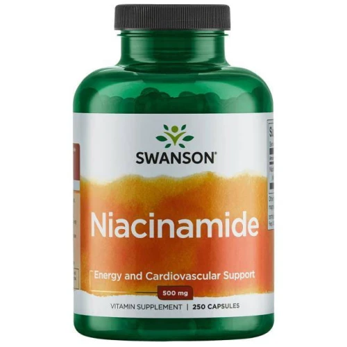 Swanson Niacyna 250 mg, 250 kapsułek - Z witaminą B3 w formie amidu kwasu nikotynowego