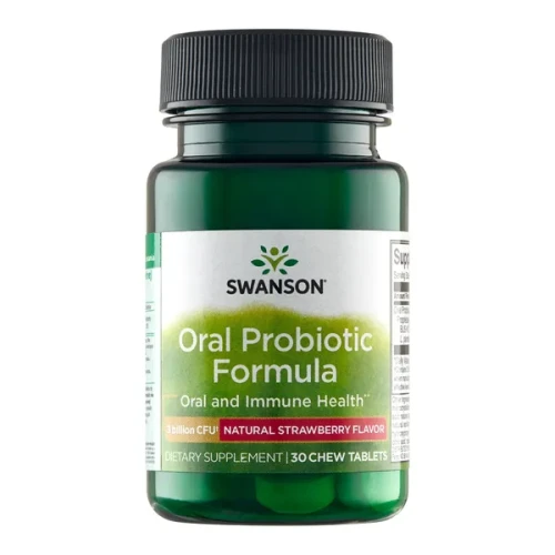 Swanson Oral Probiotic Formula, smak truskawkowy, 30 tabletek do żucia - Probiotyczna formuła dla jamy ustnej