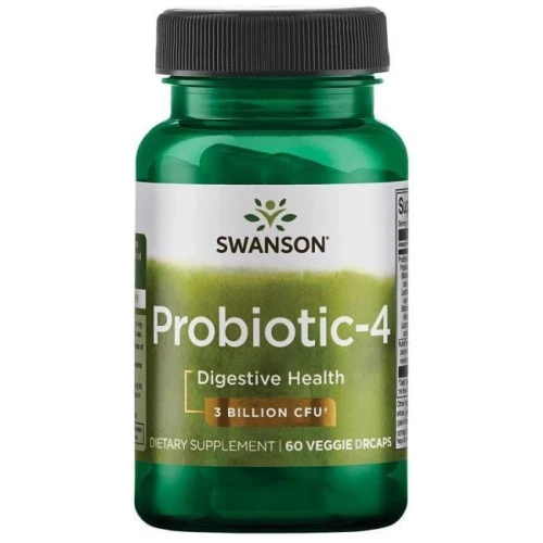 Swanson Probiotic-4, 60 kapsułek - 3 miliony bakterii probiotycznych w 1 kapsułce