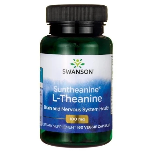 Swanson Suntheanine L-Teanina 100 mg, 60 kapsułek - Z aminokwasem o właściwościach uspokajających i zmniejszających stres