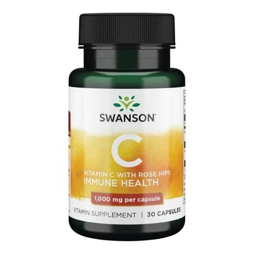 Swanson Witamina C 1000 mg z dziką różą, 30 kapsułek - Uzupełnia niedobory witaminy C