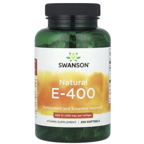 Swanson Witamina E naturalna 400 IU, 250 kapsułek - Kapsułki z wysoką dawką witaminy E