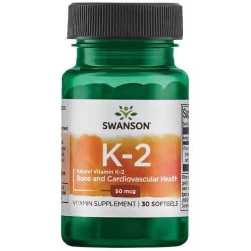 Swanson Witamina K-2 naturalna 50 mcg, 30 kapsułek - Kapsułki z witaminą K dla dorosłych
