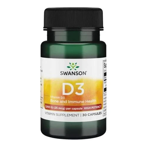 Swanson Witamina D3 1000 IU, 30 kapsułek - Witamina D dla dorosłych