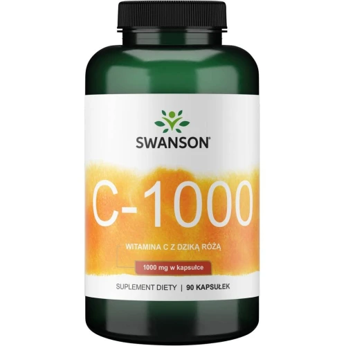 Swanson Witamina C 1000 + dzika róża, 250 kapsułek - Dawka witaminy C wzbogacona dziką różą