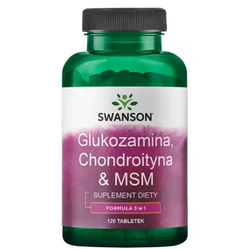 Swanson Glukozamina, Chondroityna & MSM formuła 3 w 1, 120 tabletek - Wspierają zdrowie, sprawność  i elastyczność stawów 