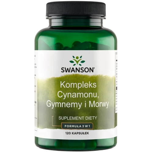 Swanson Kompleks Cynamon Gymnema i Morwa, 120 kapsułek - Kapsułki z cynamonem, gurmarem i morwą białą